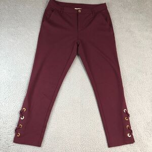 Michael Kors Pants Women 8‎ Red Maroon Chino Preppy Straight Leg Khaki Logo